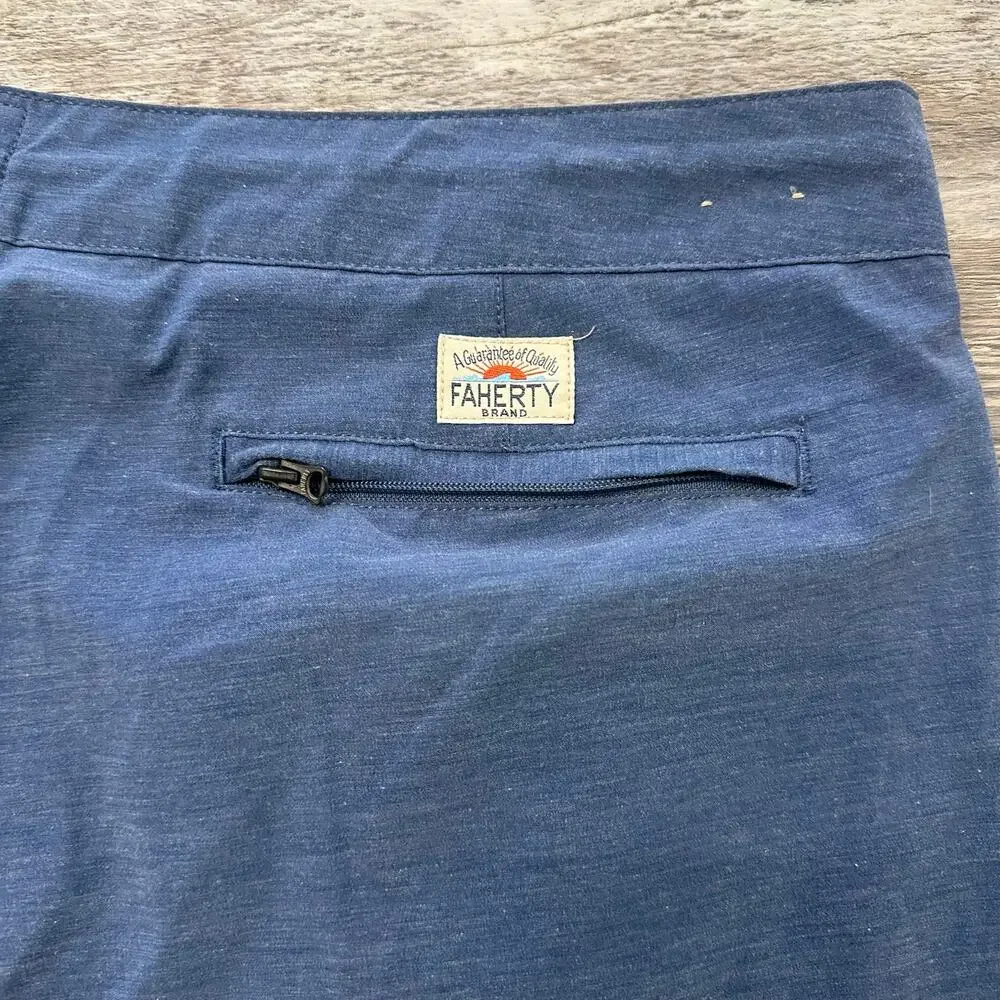 Faherty All Day Blue 4- Mens Outdoors Beach Performance Stretch‎ Hybrid Shorts